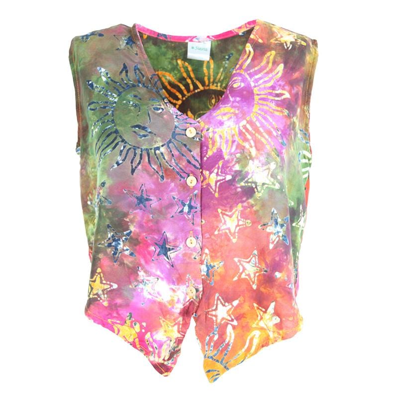 Tie Dye Button Through Vest