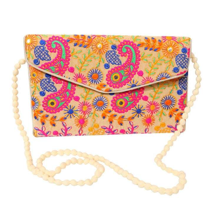 Embroidered Envelope Clutch Bag