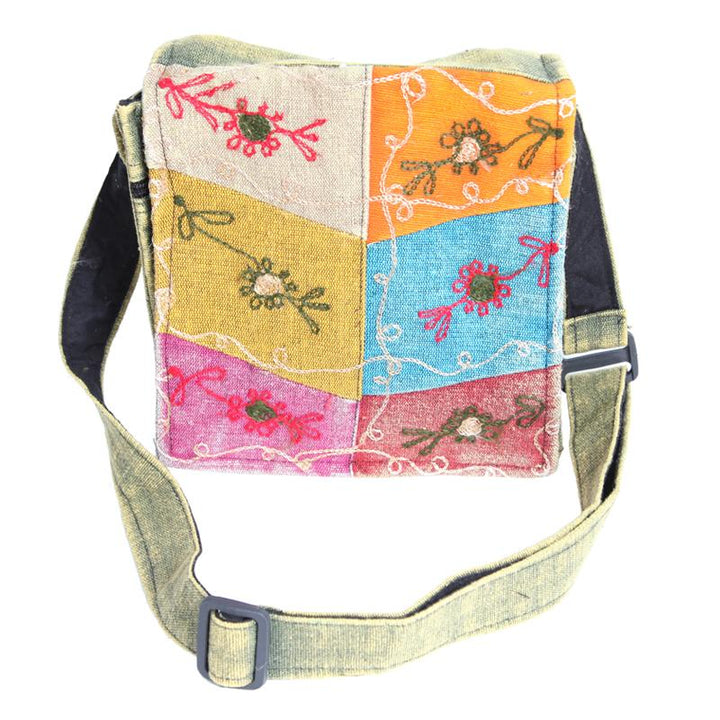 Embroidered Flower Messenger Bag