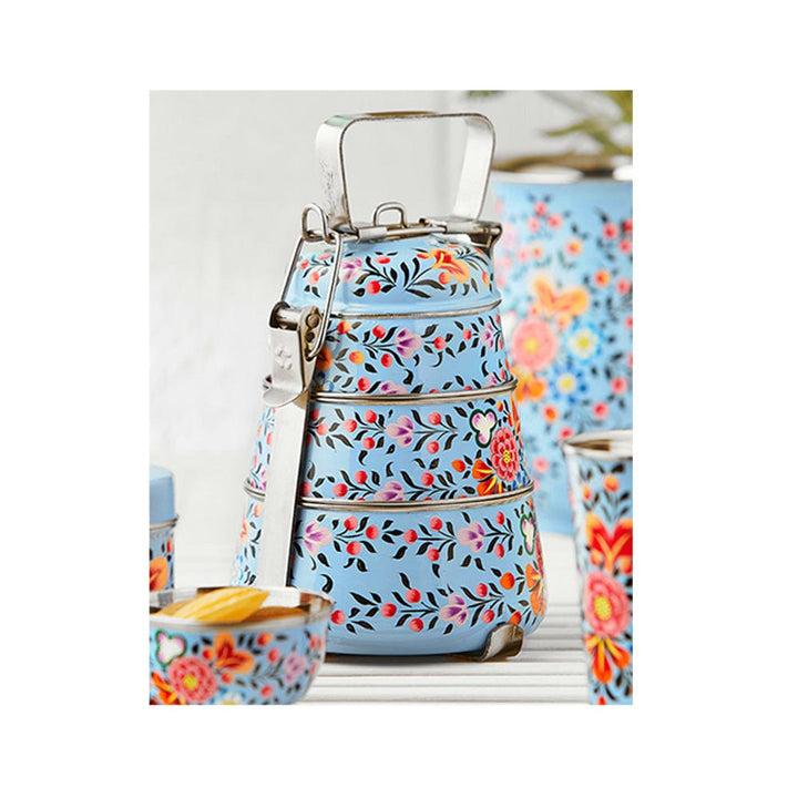 Fair Trade Hand Painted Enamel 3-Tier Tiffin