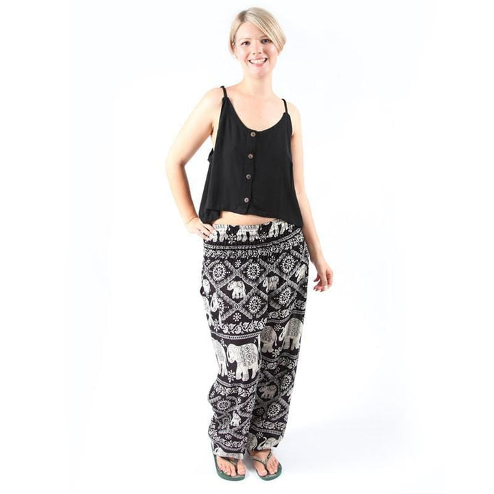 Thai Elephant Print Harem Trousers