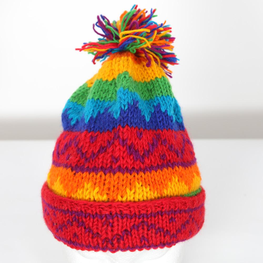 Fleece Lined Rainbow Pom Hat