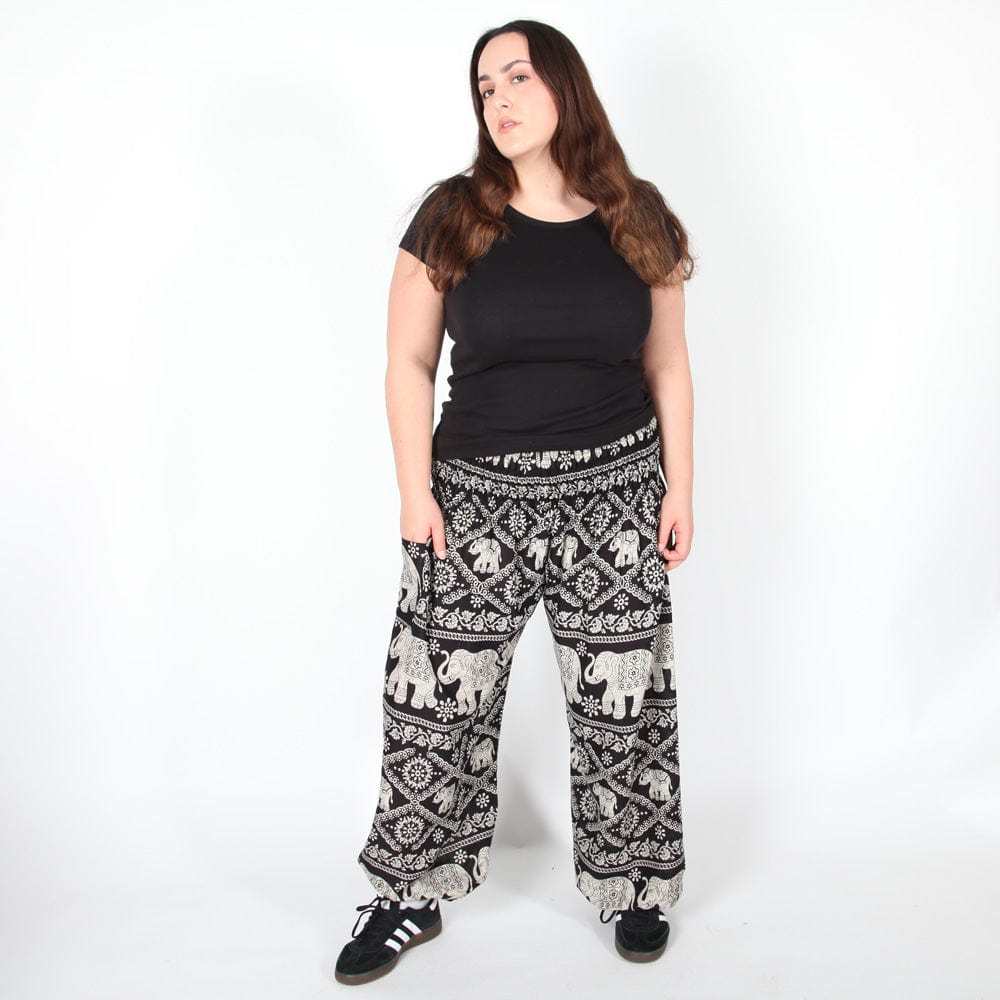 Thai Elephant Print Harem Trousers