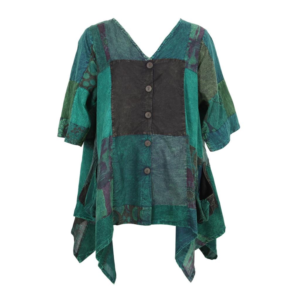 Patchwork Button-through Smock Top