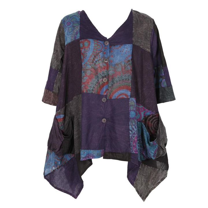 Patchwork Button-through Smock Top