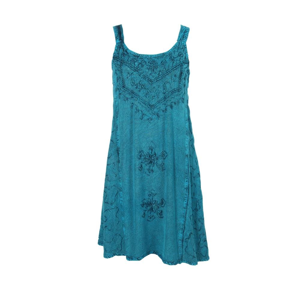 Embroidered Midi Strap Dress