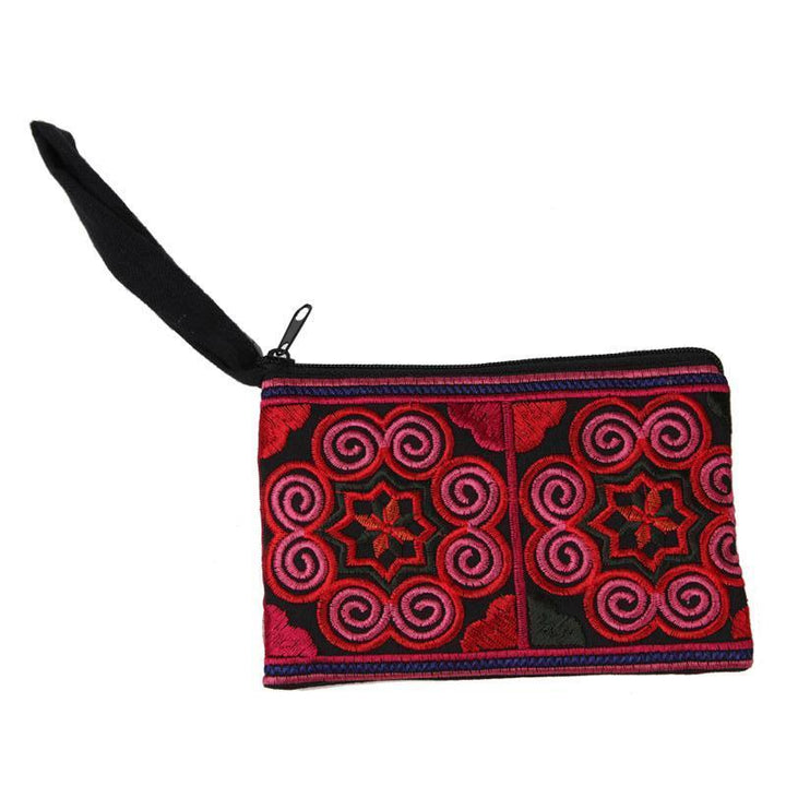 Embroidered Spiral Mandala Coin Purse