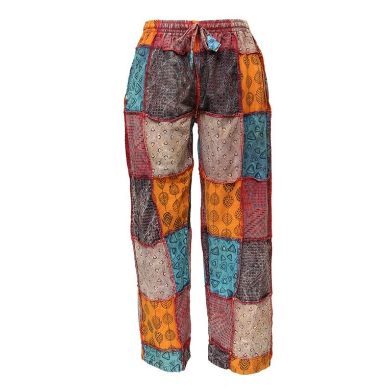 Fair Trade Nepal Cotton Patchwork Trousers with Real Patches  (Multicoloured) (Small) at Amazon Men's Clothing store