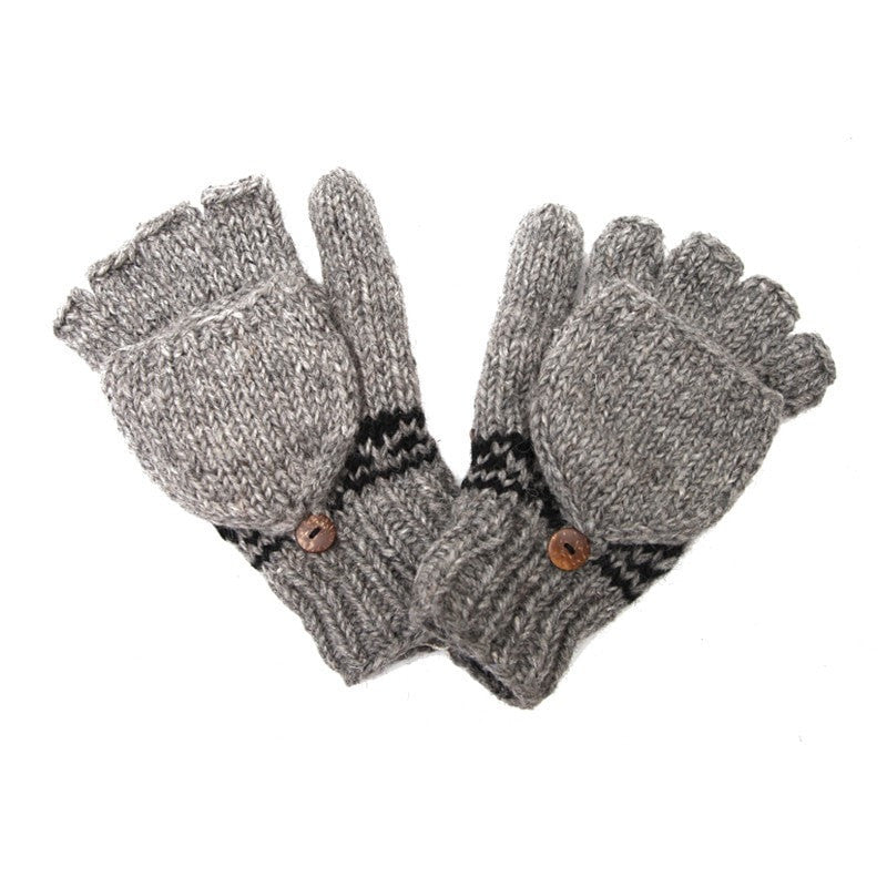 Men's Grey Fingerless Glove Mittens