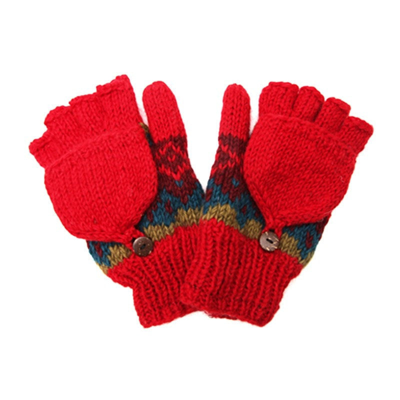 Men's Red Fingerless Glove Mittens