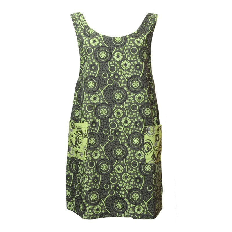 Green Pinafore Dress with Pockets