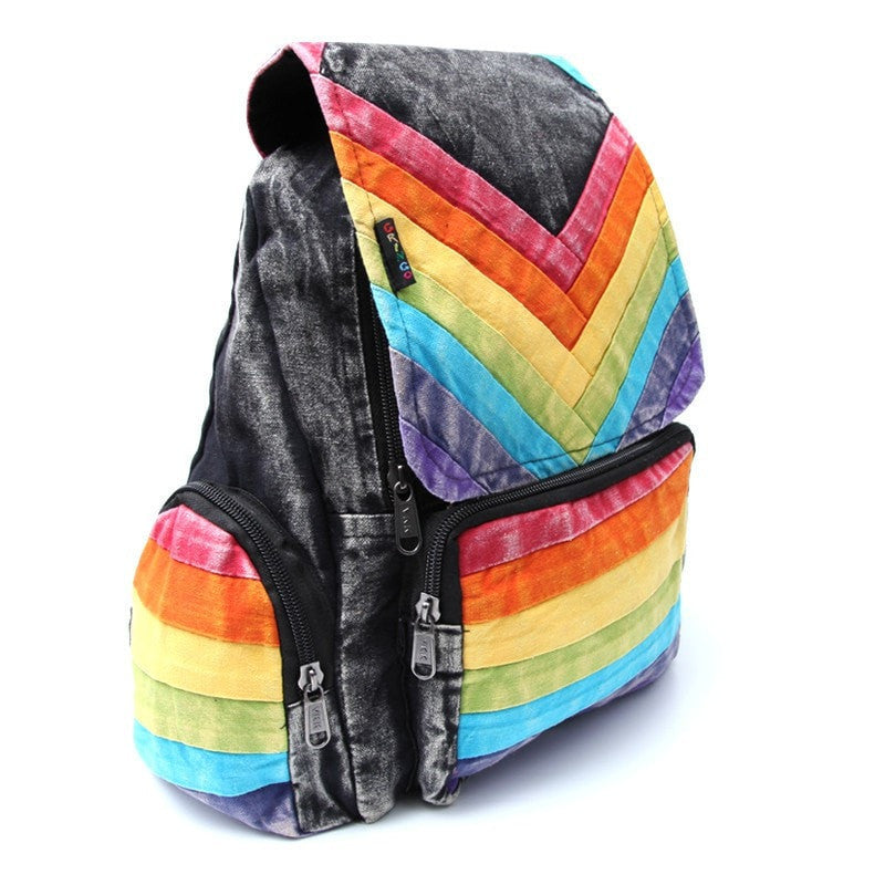 Rainbow Chevron Cotton Backpack