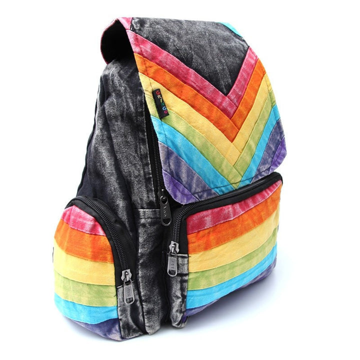 Men's Rainbow Chevron Cotton Backpack