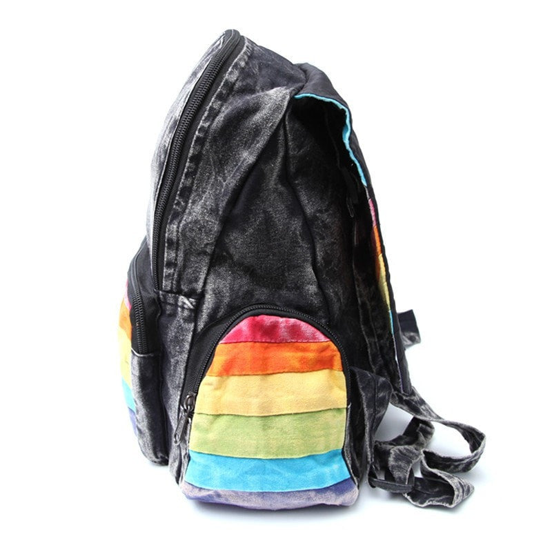 Men's Rainbow Chevron Cotton Backpack