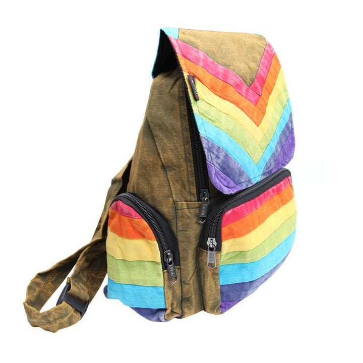 Men's Rainbow Chevron Cotton Backpack