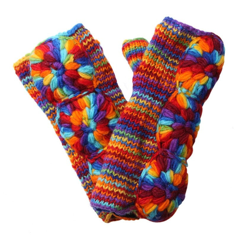 Rainbow Wool Wrist Warmers