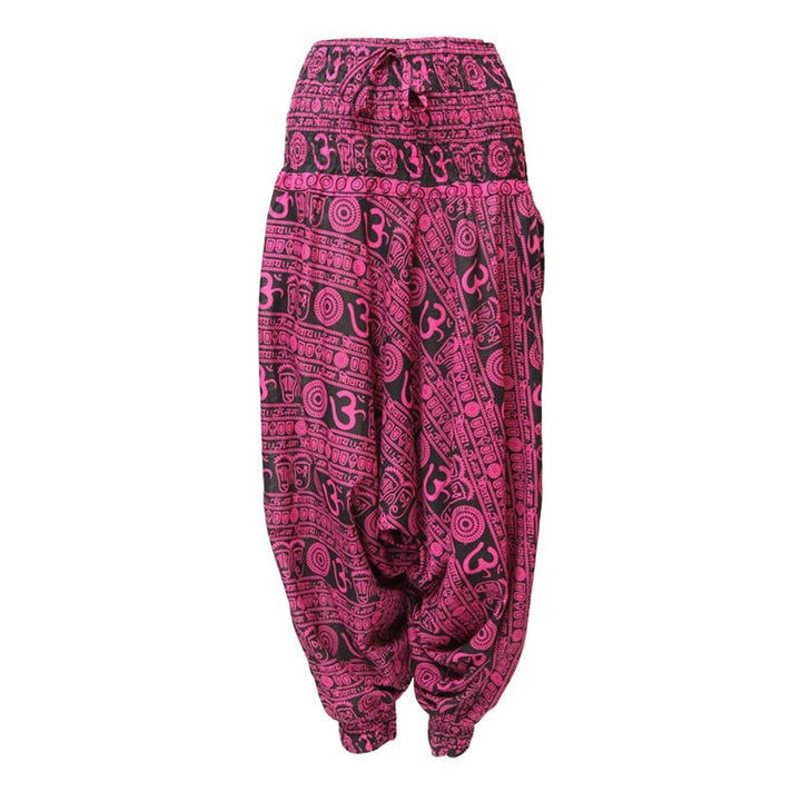 Om Print Drop Crotch Harem Pants..