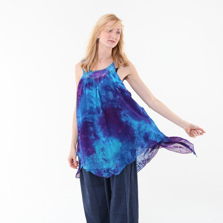 Tie Dye High Neck Swing Top