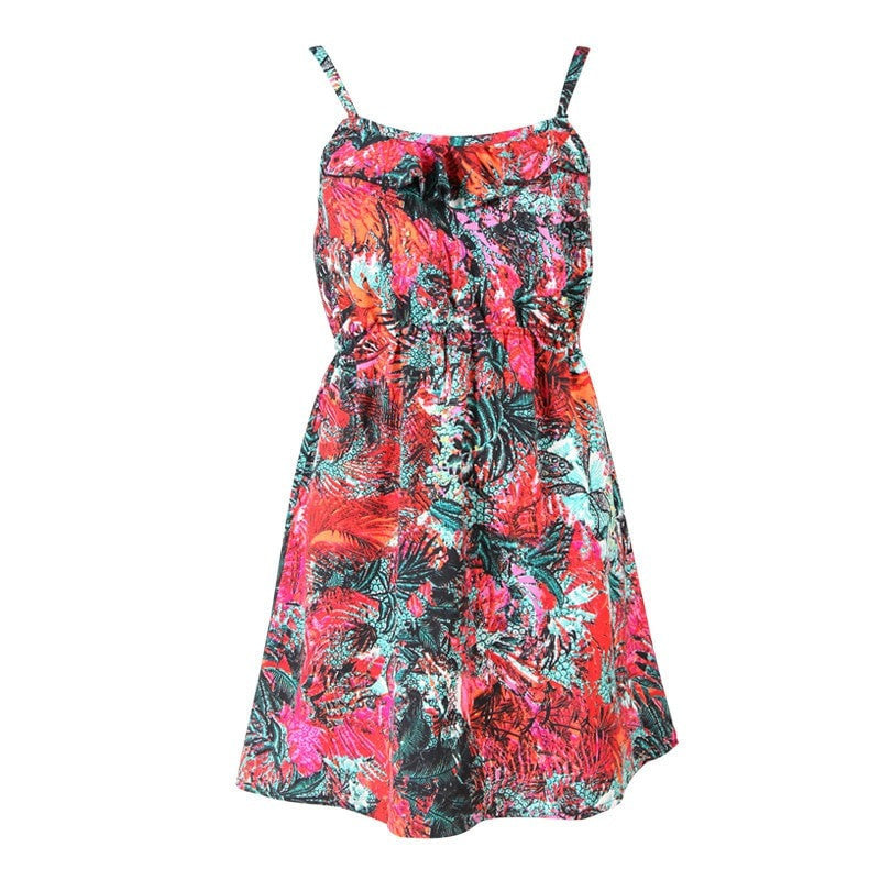 Hot Tropical Print Skater Dress