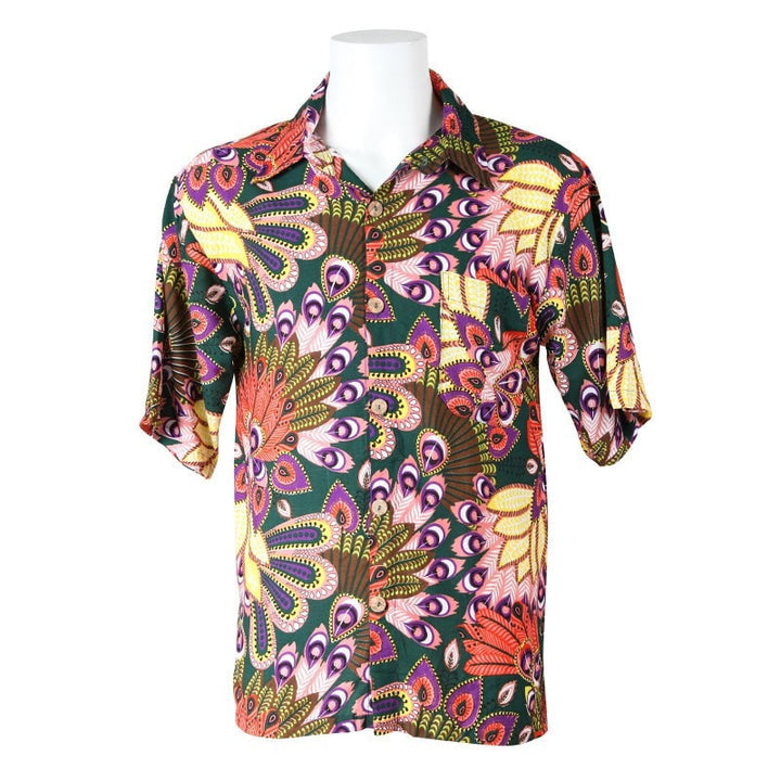 Tropical Peacock Print Hawaiian Shirt