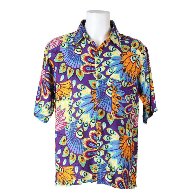 Tropical Peacock Print Hawaiian Shirt