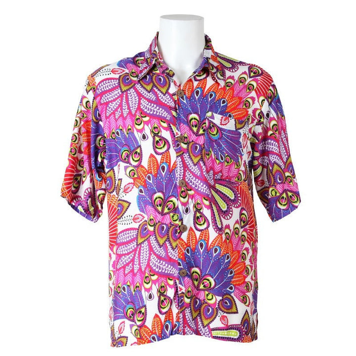 Tropical Peacock Print Hawaiian Shirt