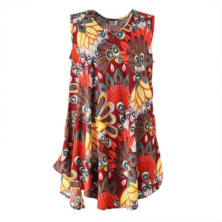 Tropical Peacock Print Swing Dress