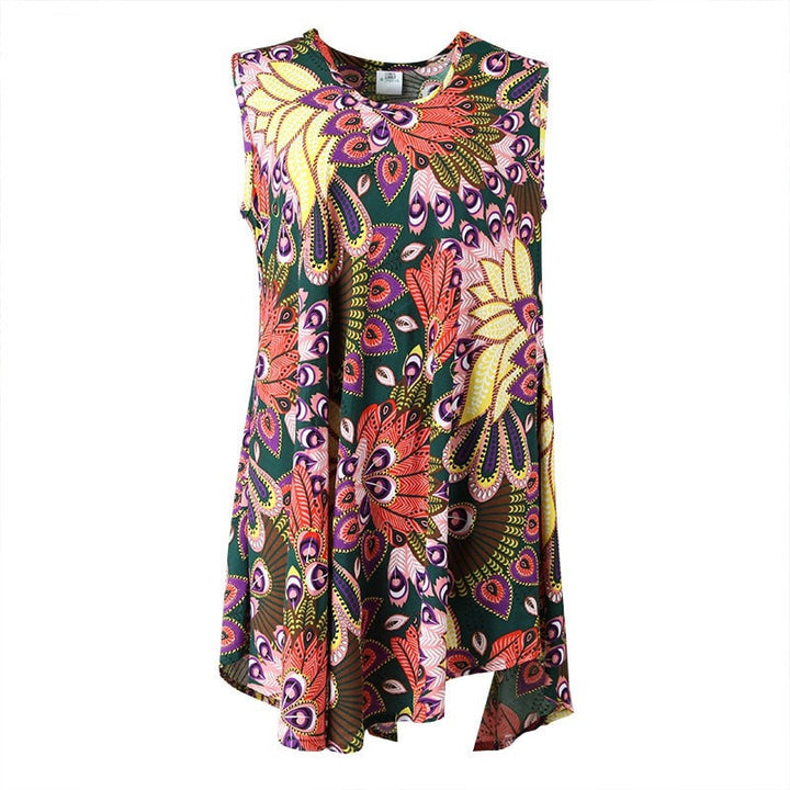 Tropical Peacock Print Swing Dress