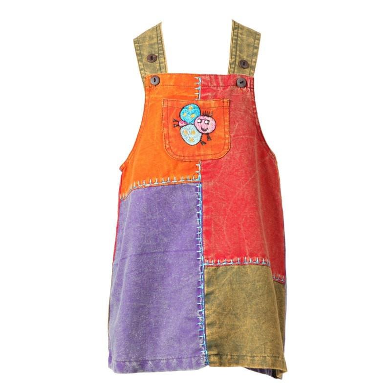 Girls Patchwork Dungarees Dress