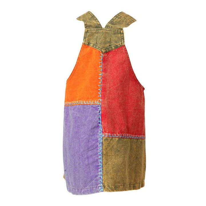 Girls Patchwork Dungarees Dress