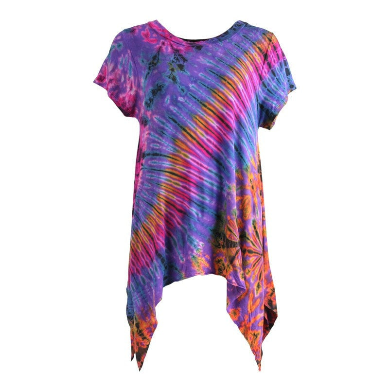 Tie Dye Hanky Hem Longline T-shirt