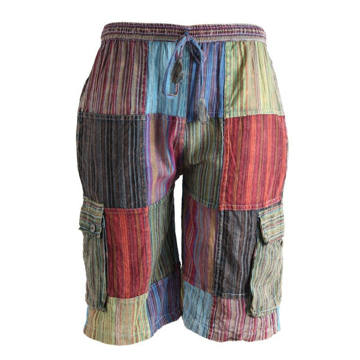 Patchwork Cotton Knee Length Cargo Shorts