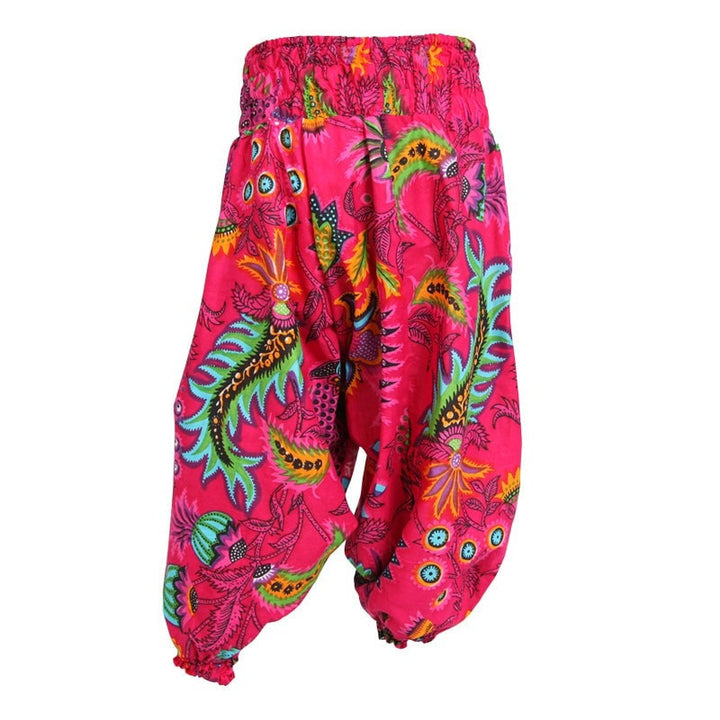 Pink Tropical Print Kids Harem Pants