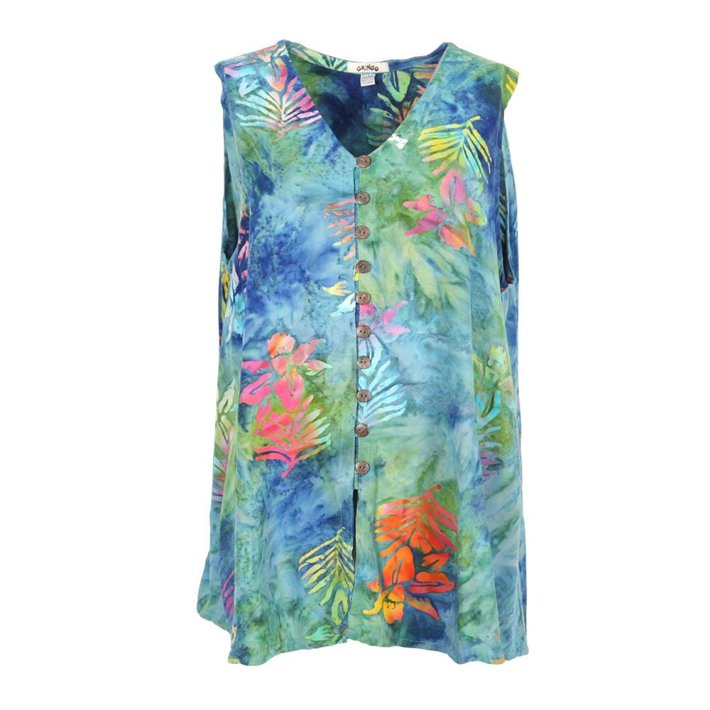 Bali Batik Sleeveless Button Through Top