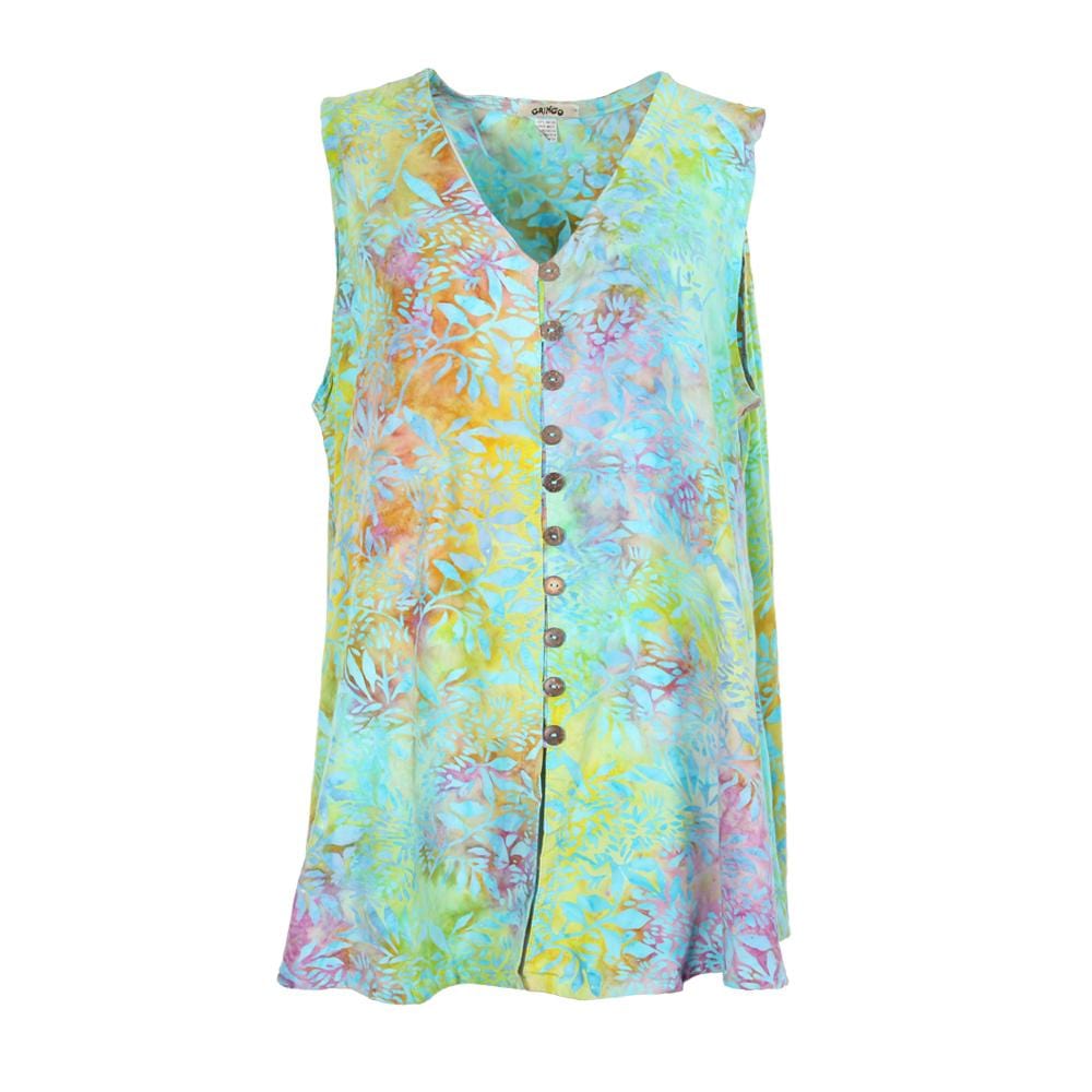 Bali Batik Sleeveless Button Through Top