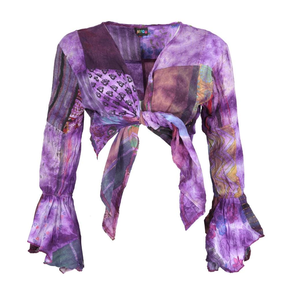 Tie Dye Patchwork Wrap Top