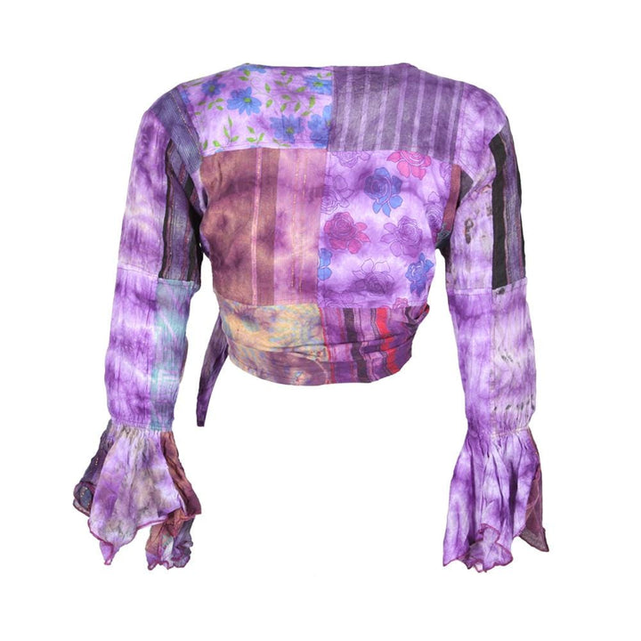 Tie Dye Patchwork Wrap Top