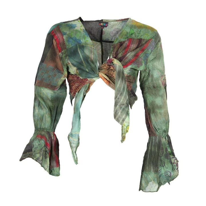 Tie Dye Patchwork Wrap Top