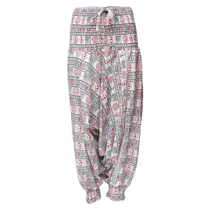 Om Print Drop Crotch Harem Pants..