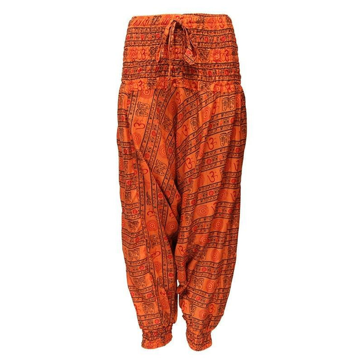 Om Print Drop Crotch Harem Pants..