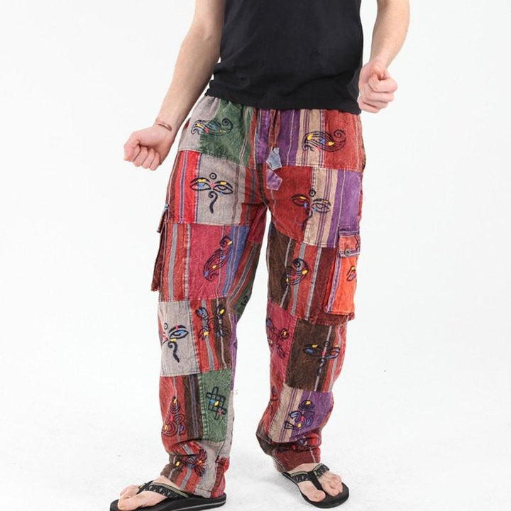 Patchwork Cotton Cargo Trousers..