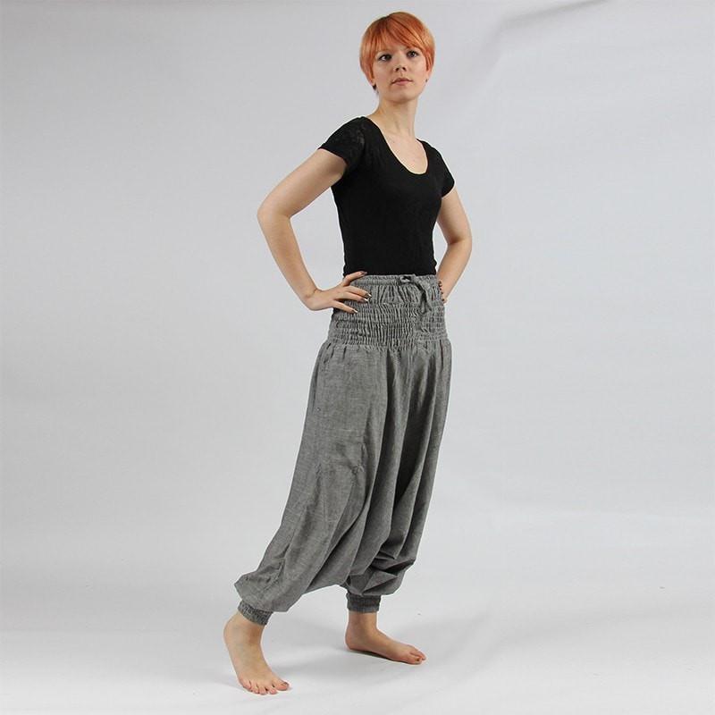 Plain Drop Crotch Harem Pants