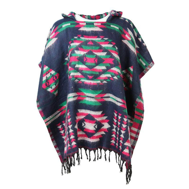 Aztec Hooded Poncho Cape