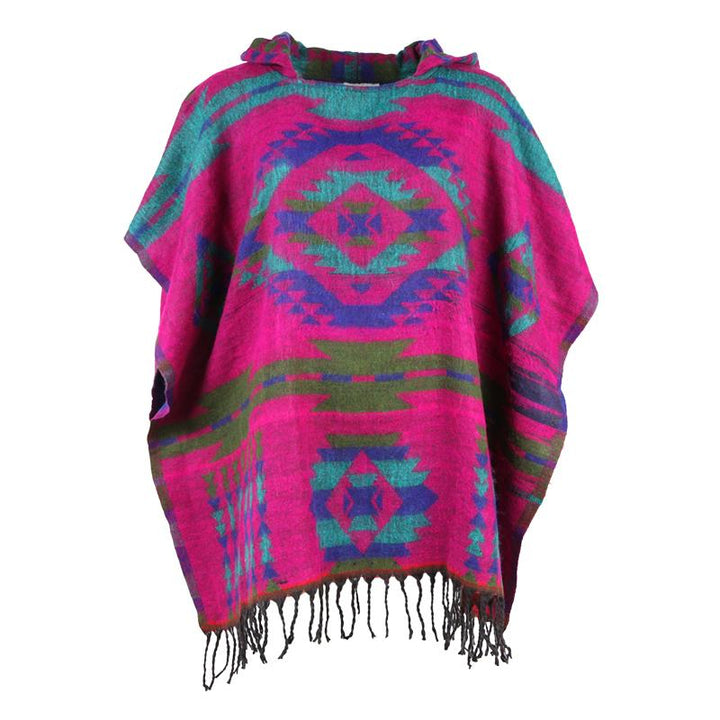 Aztec Hooded Poncho Cape