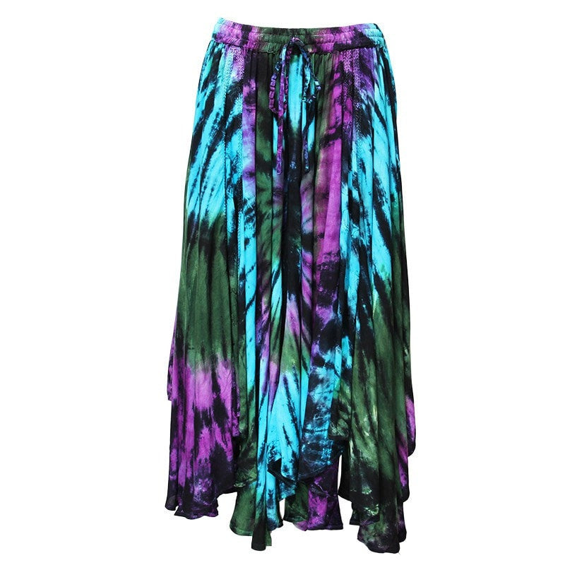 Midi Embroidered Tie Dye Gypsy Skirt