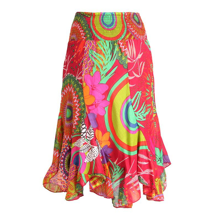 Twisted Patchwork Midi Skirt