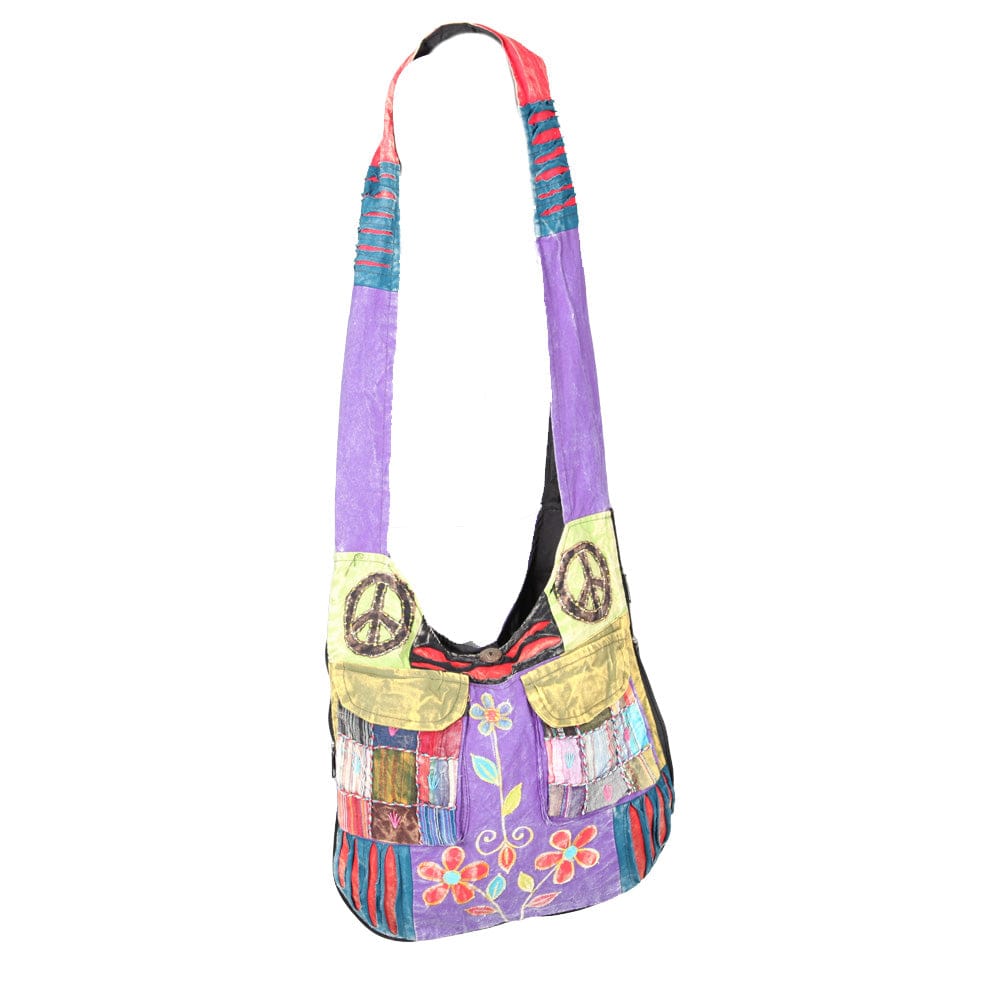 Embroidered Peace Patchwork Bag