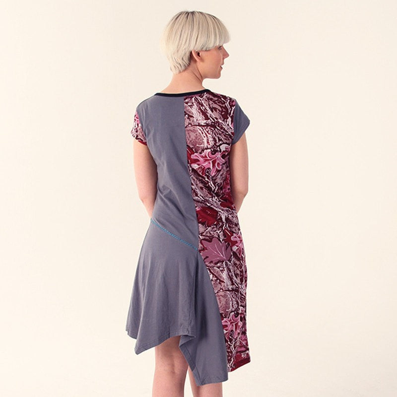 Leaf Print Asymmetric Hem Dress