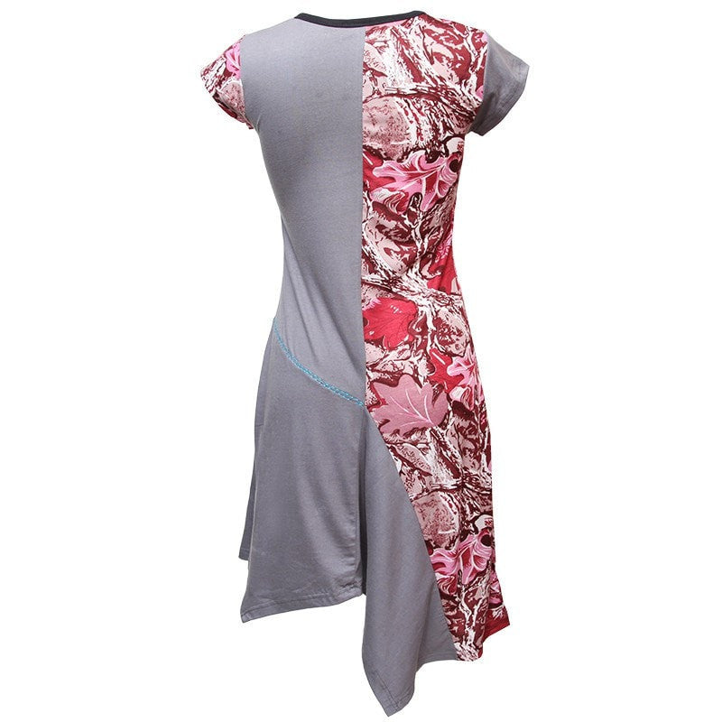 Leaf Print Asymmetric Hem Dress