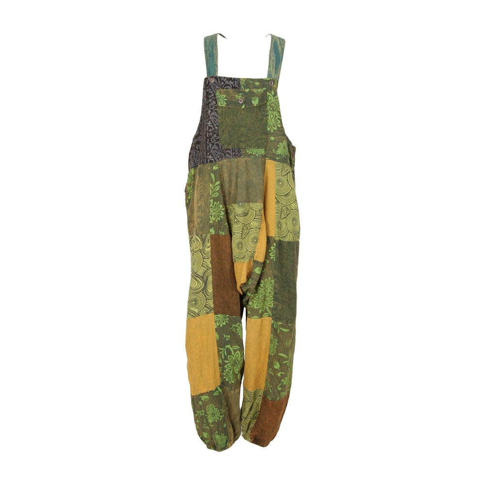 Patchwork Screen Print Dungarees